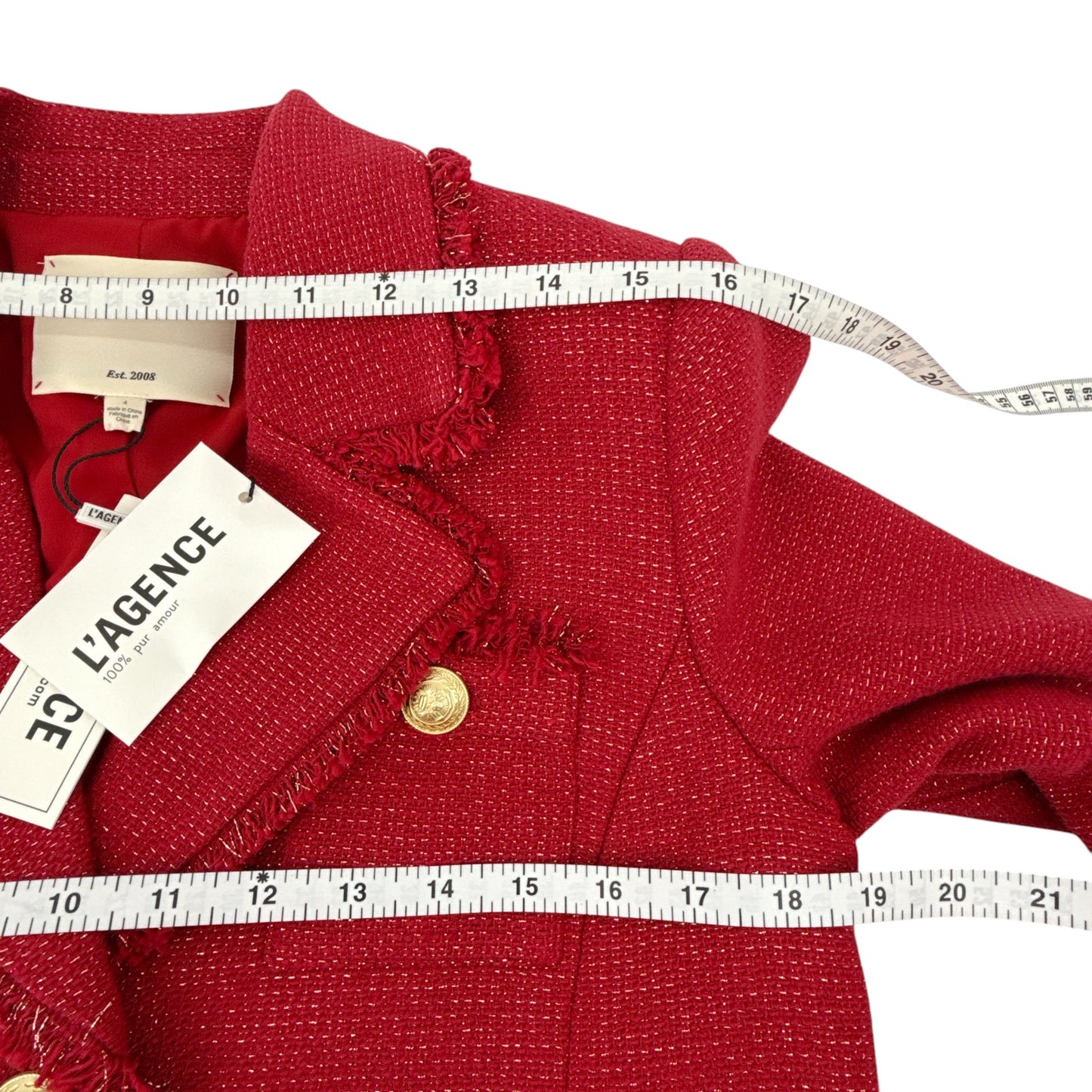 L'AGENCE Sylvia Collared Jacket in Garnet Red & Copper 4