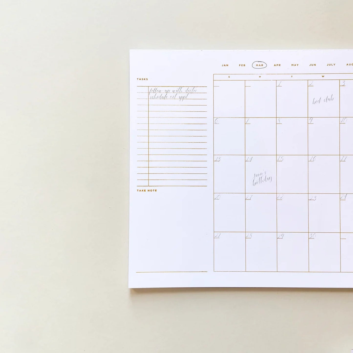 SMITTEN on PAPER Open Dated Desk Calendar in White