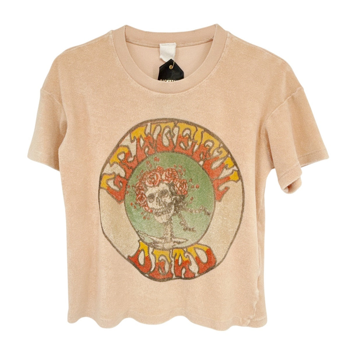 MADEWORN Grateful Dead Terrycloth Crop Tee in Peach Fuzz L