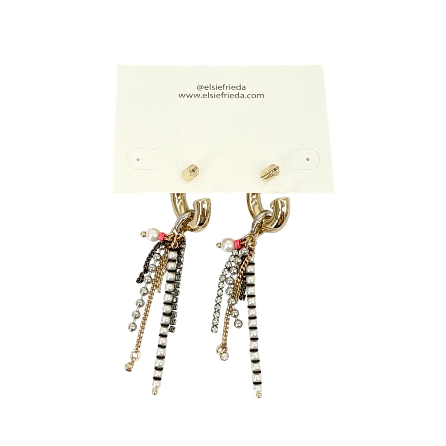 ELSIE FRIEDA Small Fringe Hoop Razzle Dazzle Earrings