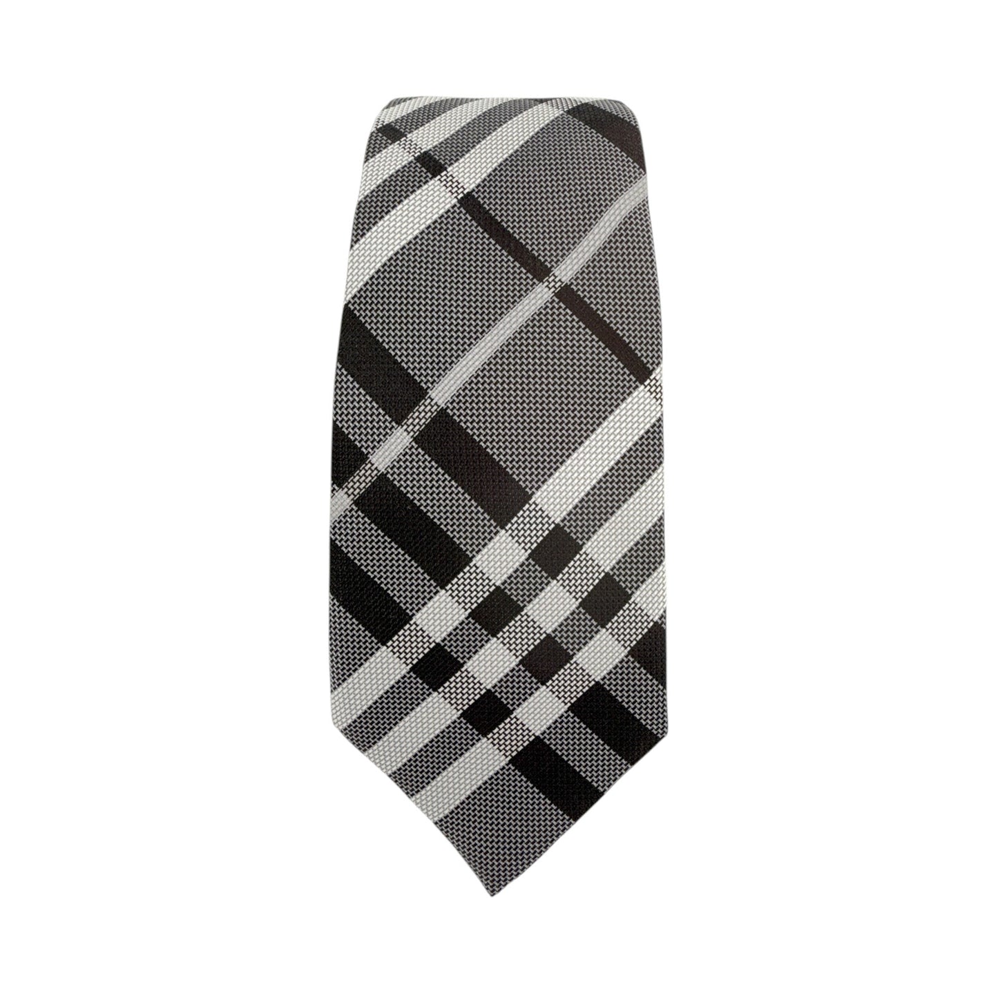 BURBERRY Manston Exploded Check Silk Tie in Charcoal