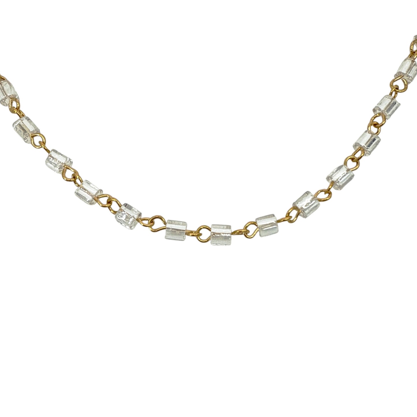 VIRGINS SAINTS & ANGELS VSA Sweetheart Crystal Choker Gold & Clear Square Beads