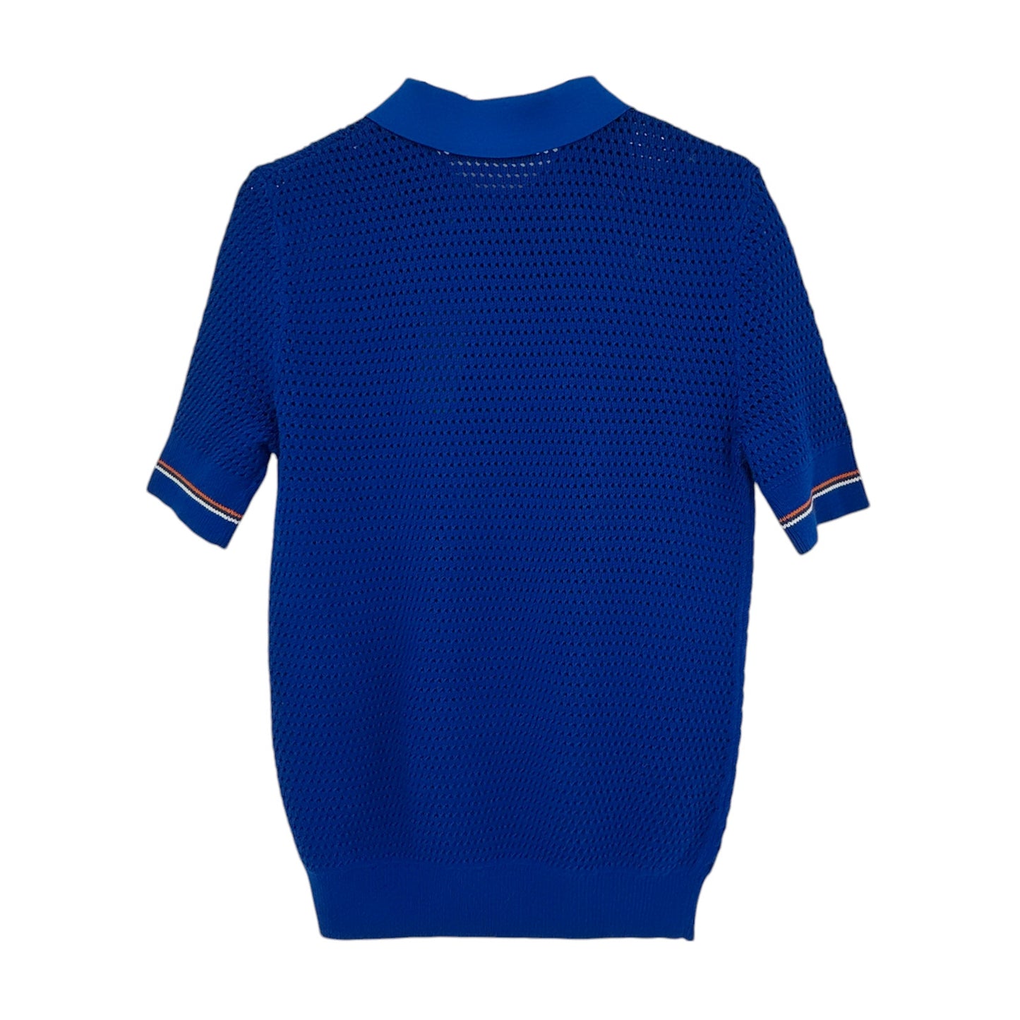 TORY BURCH Mesh Polo Sweater in Bondi Blue L