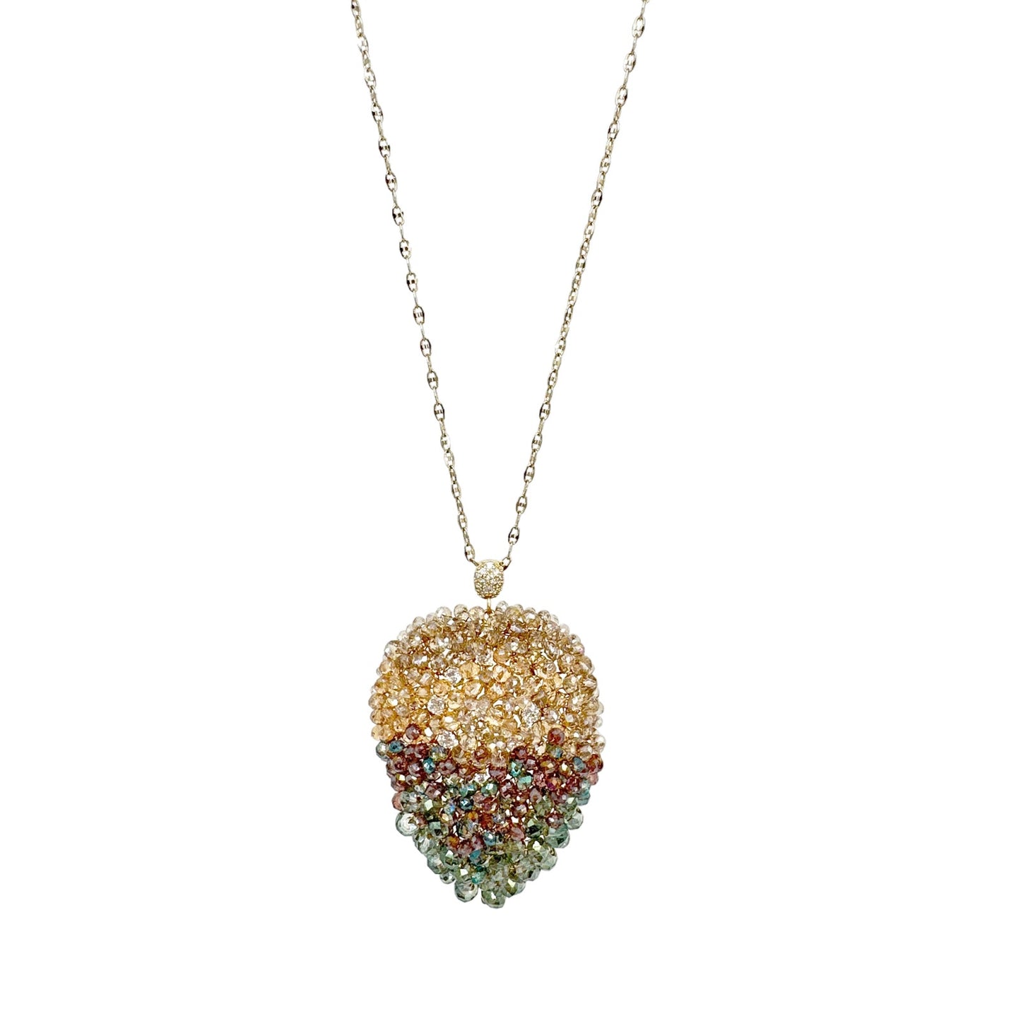 THEIA Jewelry Long Leaf drop pendant necklace in Gold Green