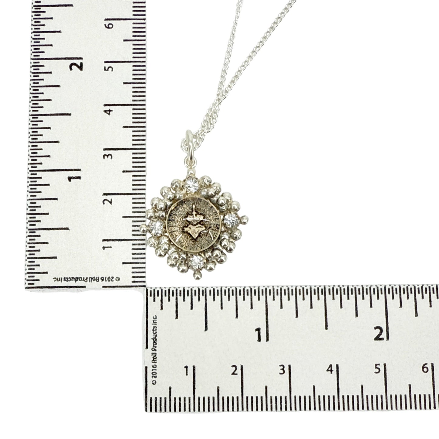 VIRGINS SAINTS & ANGELS VSA Petite Cloister Charm Sacred Heart Necklace in Silver