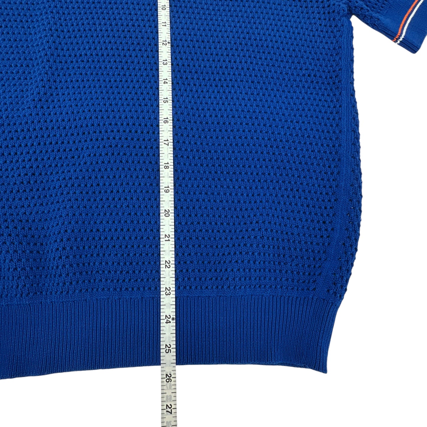 TORY BURCH Mesh Polo Sweater in Bondi Blue L