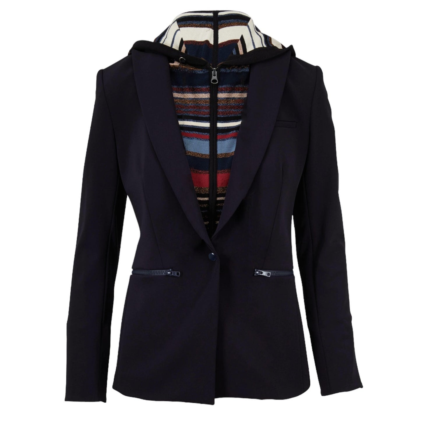 VERONICA BEARD Lupe Metallic Stripe Hooded Dickey