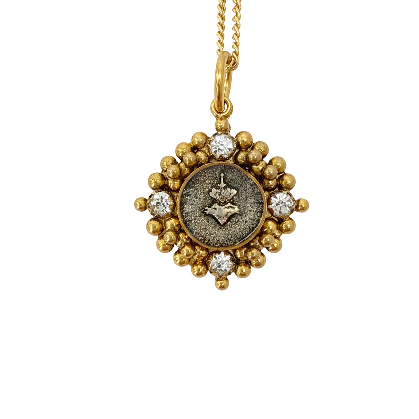 VIRGINS SAINTS & ANGELS VSA Petite Cloister Charm Sacred Heart Necklace in Gold
