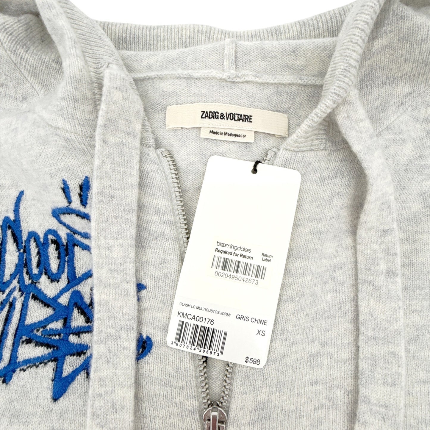 ZADIG & VOLTAIRE Clash Jormi Cashmere Blend Cardigan Grey XS