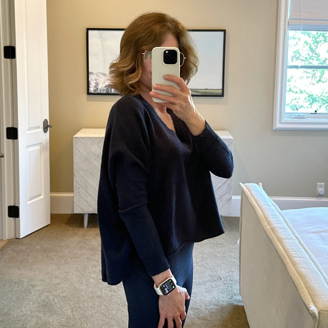 27 MILES Cashmere V-Neck Sweater Navy XS