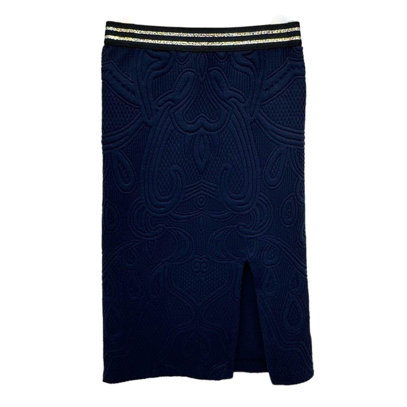 ANTHROPOLOGIE Maeve Jacquard Pencil Skirt in Navy XS