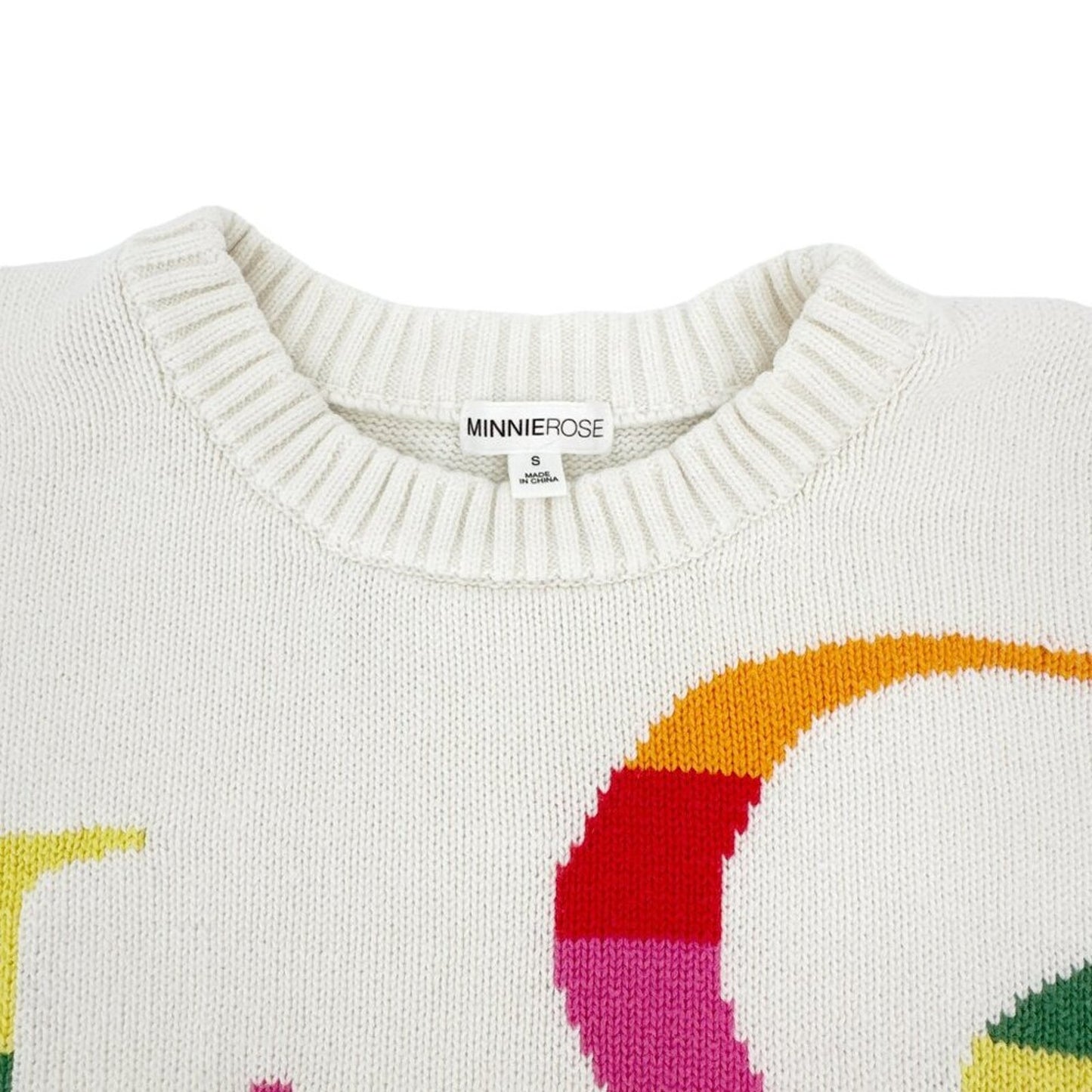 MINNIE ROSE Multi Color LOVE Crew Neck Sweater S