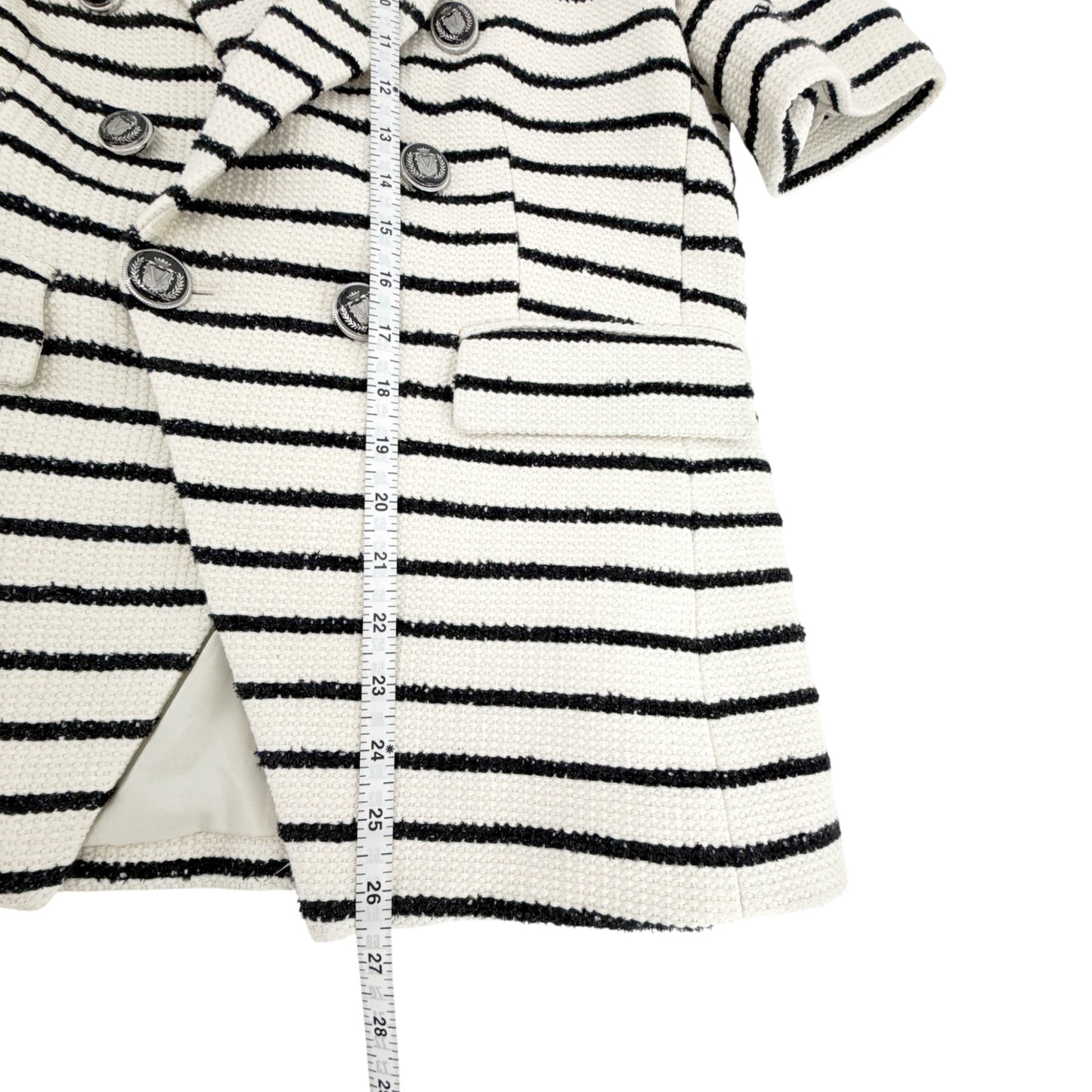 VERONICA BEARD Jenny Dickey Jacket in Ivory & Black Stripe 6|S