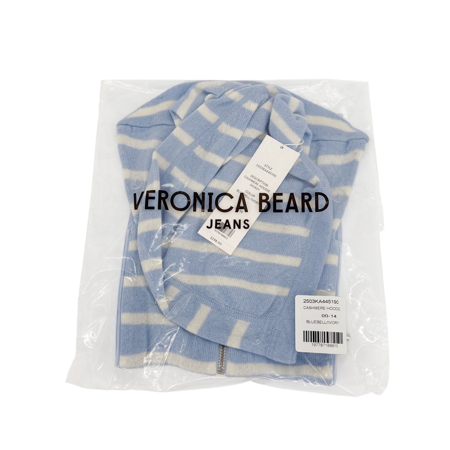 VERONICA BEARD Cashmere Hoodie Dickey in Bluebell/Ivory