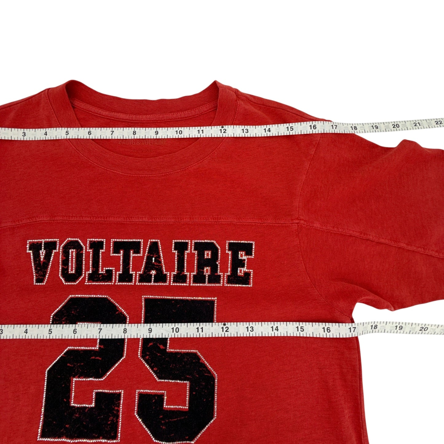 ZADIG & VOLTAIRE Bow Embellished Tee in Red S