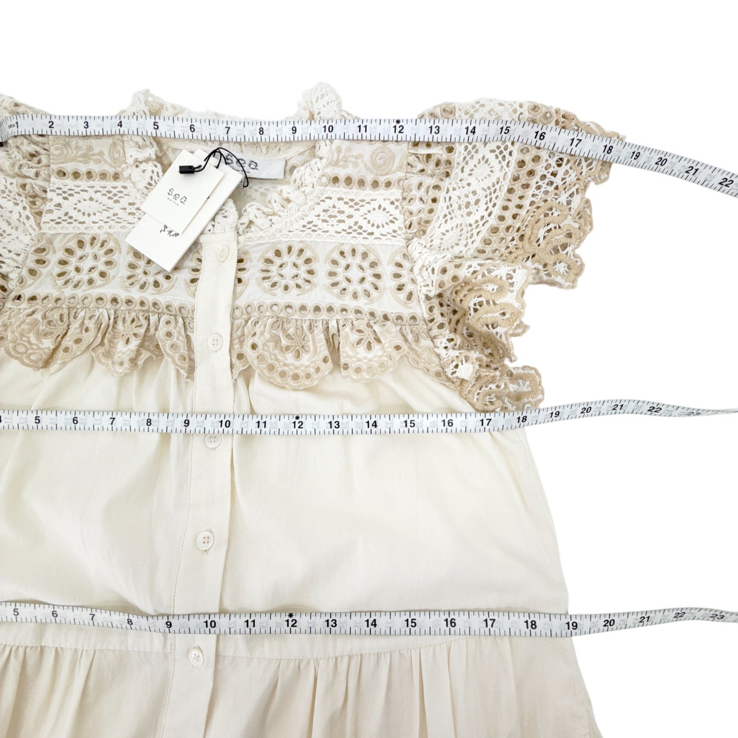 SEA NEW YORK Evie Eyelet Tunic Dress in Cream XS