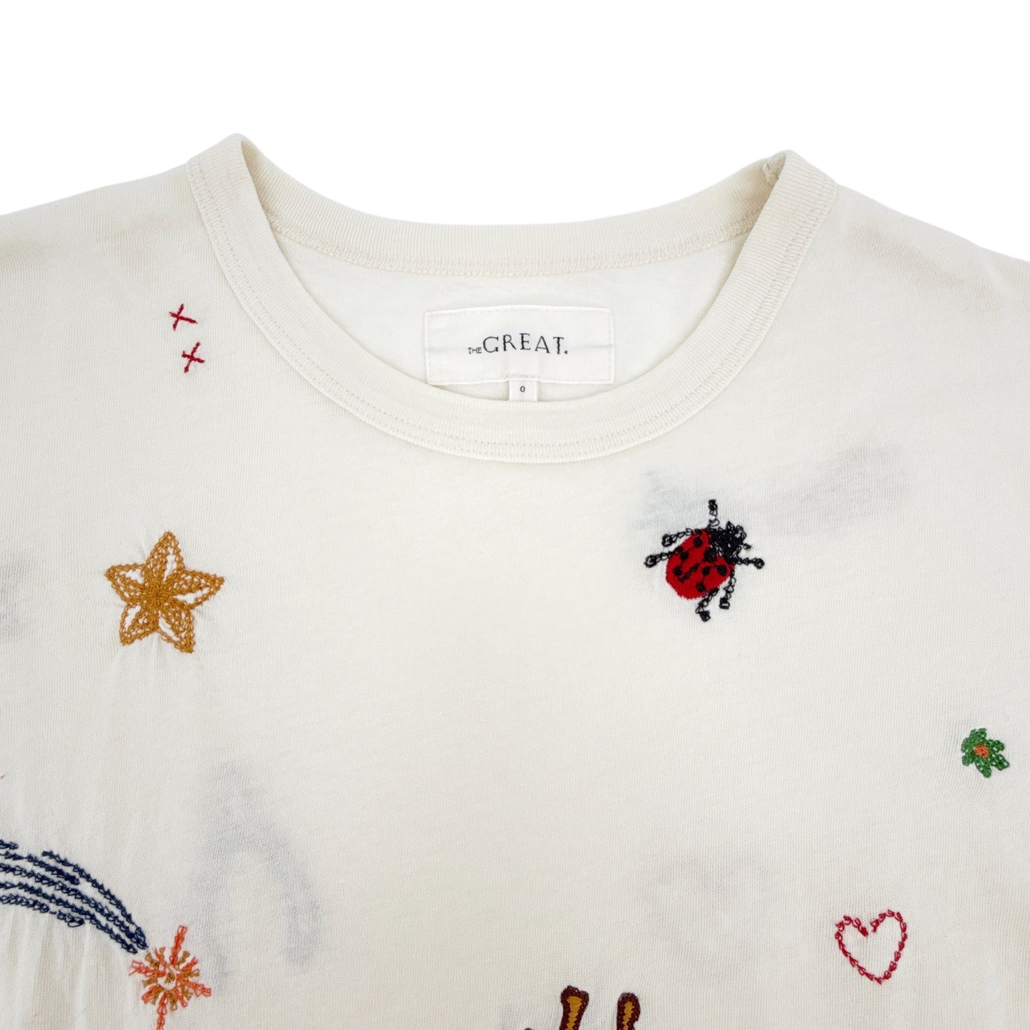 THE GREAT. The Boxy Crew with Charm Embroidery 0|XS