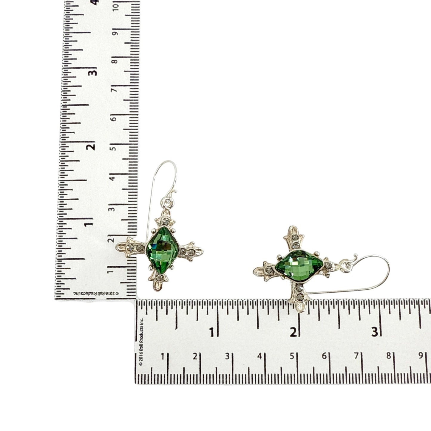 VIRGINS SAINTS & ANGELS VSA Ice Cross Earrings in Silver & Aqua