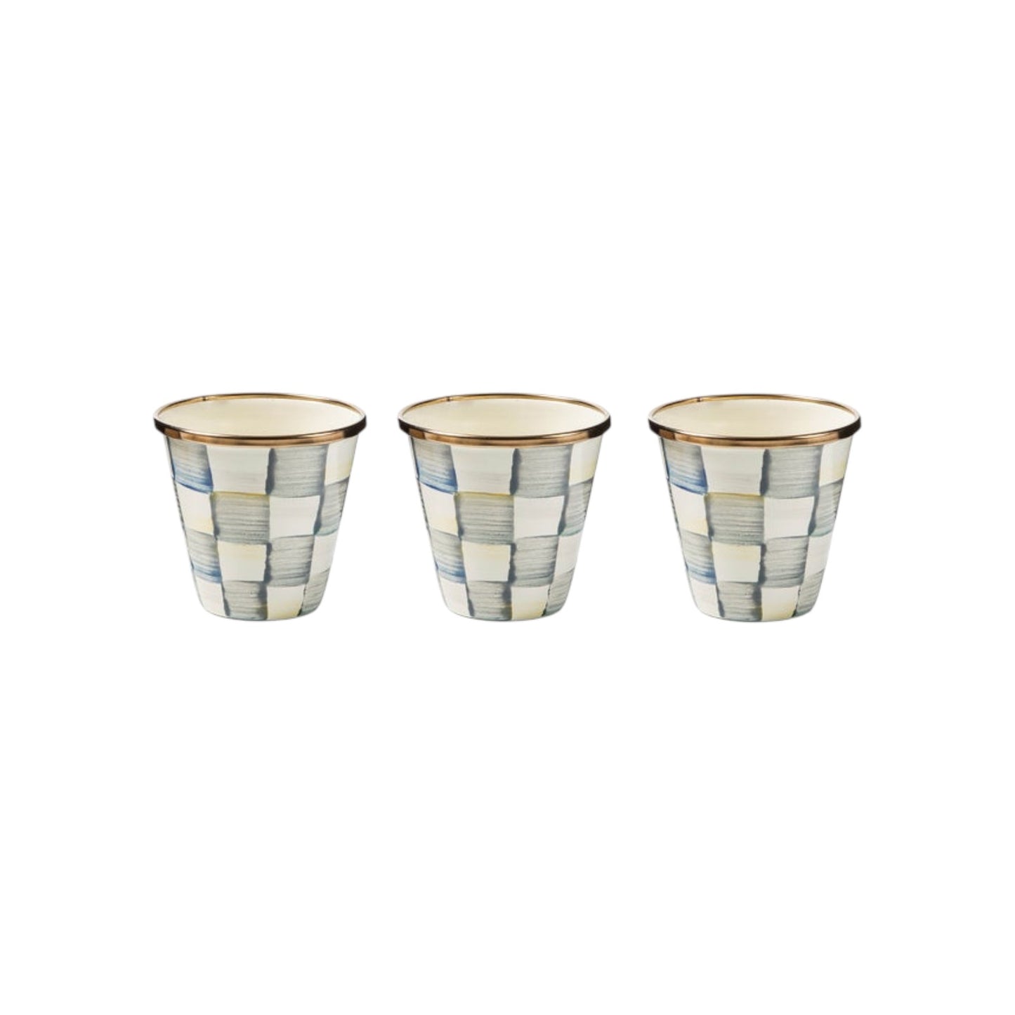 MACKENZIE-CHILDS Herb Pots in Sterling Check Set of 3
