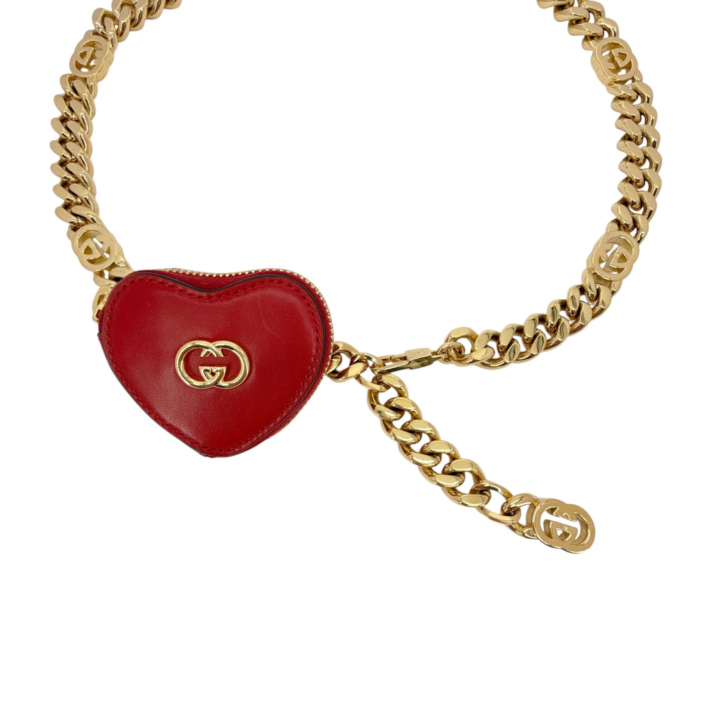 GUCCI Chain Belt with Interlocking G & Micro Heart Bag