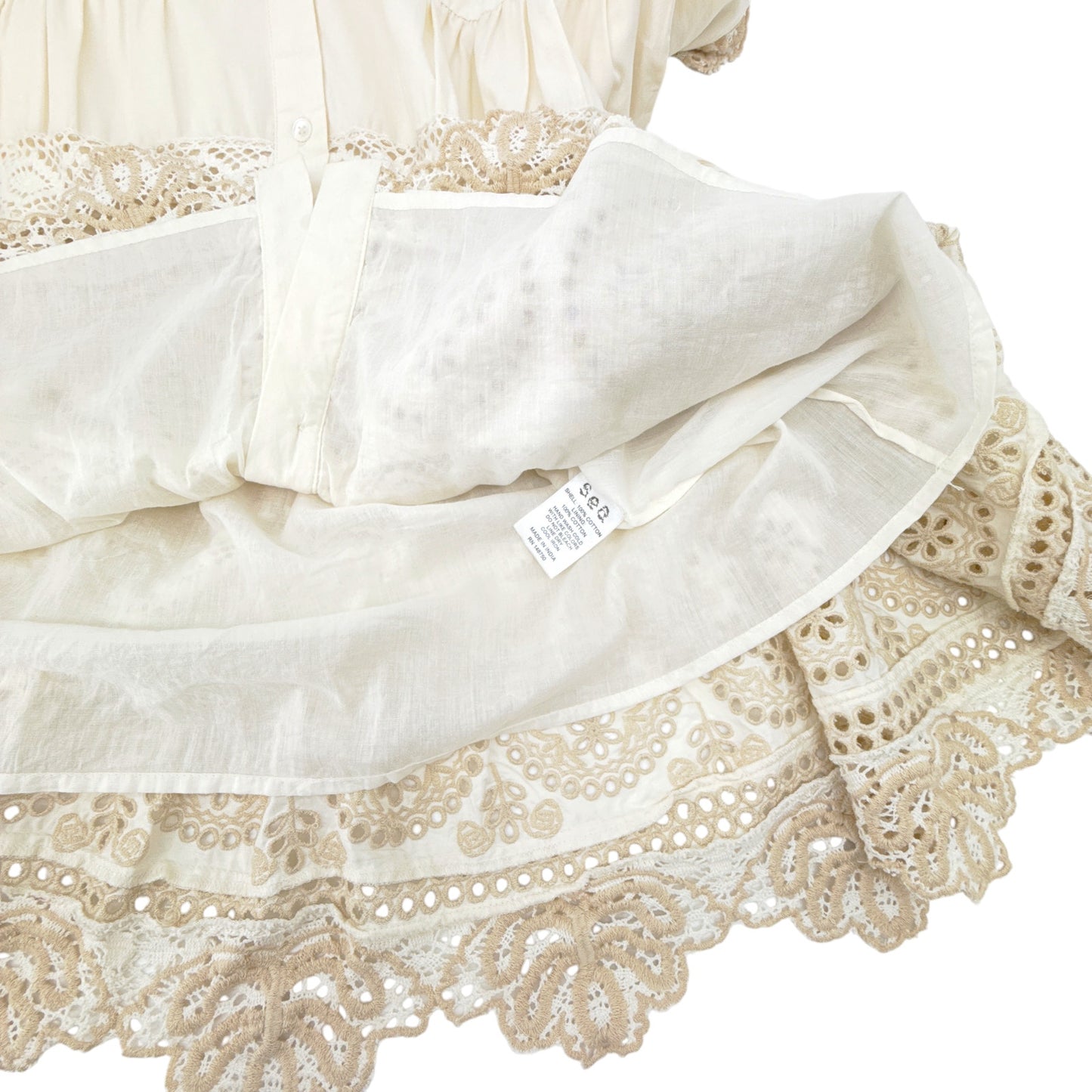 SEA NEW YORK Evie Eyelet Tunic Dress in Cream XS