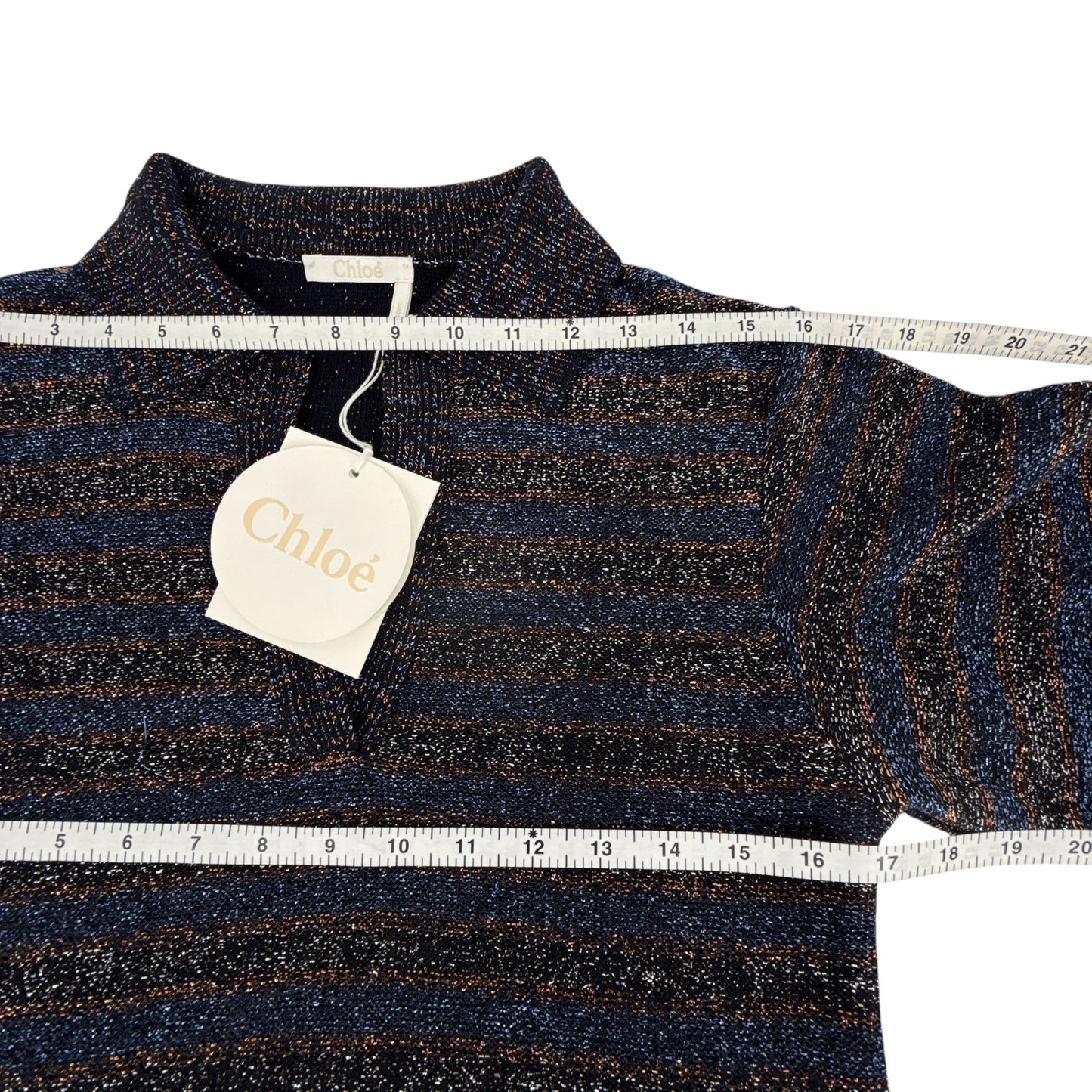 CHLOE Lurex Polo Sweater M