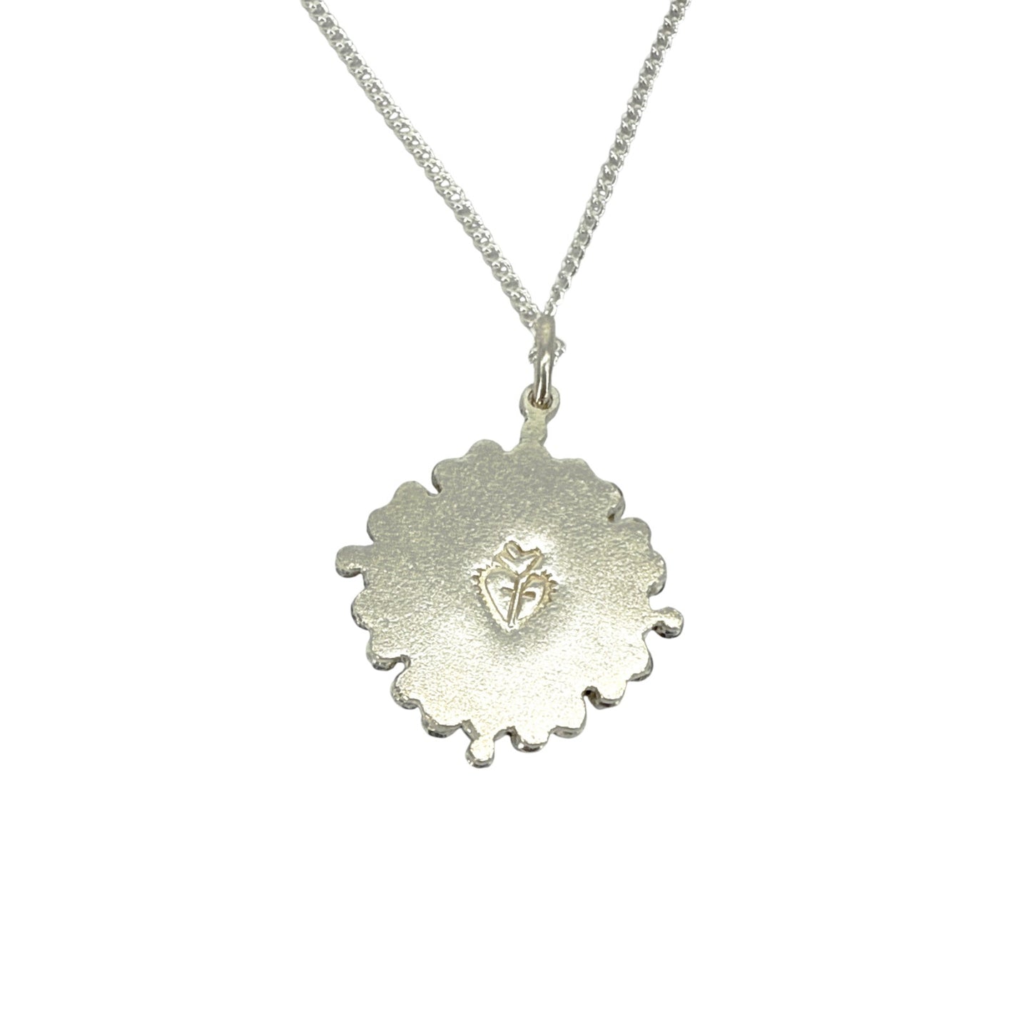 VIRGINS SAINTS & ANGELS VSA Petite Cloister Charm Sacred Heart Necklace in Silver
