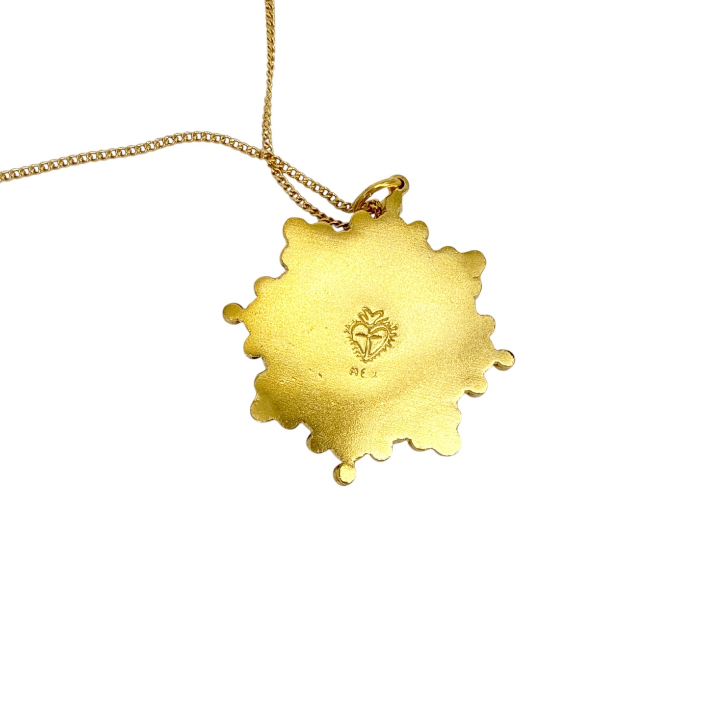 VIRGINS SAINTS & ANGELS VSA Cloister Sacred Heart Charm Necklace in Gold