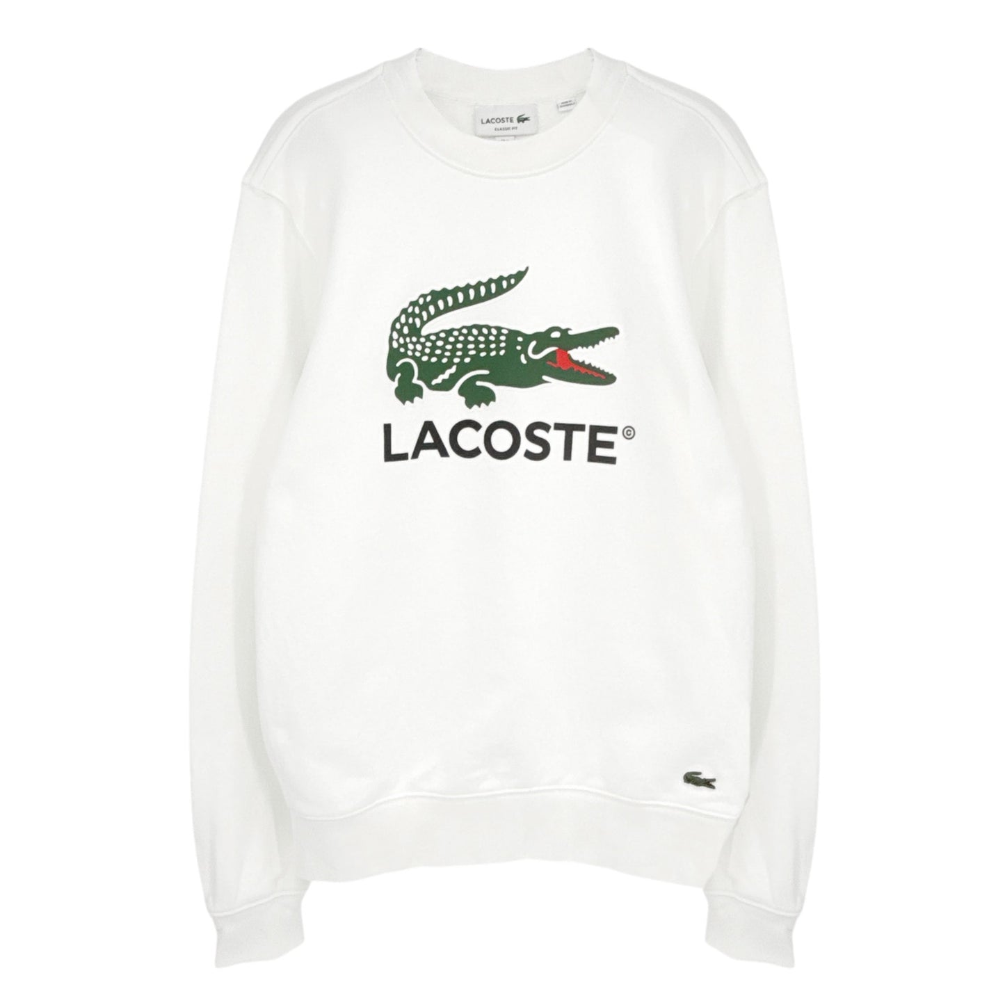 LACOSTE Classic Fit Crewneck Sweatshirt in White S
