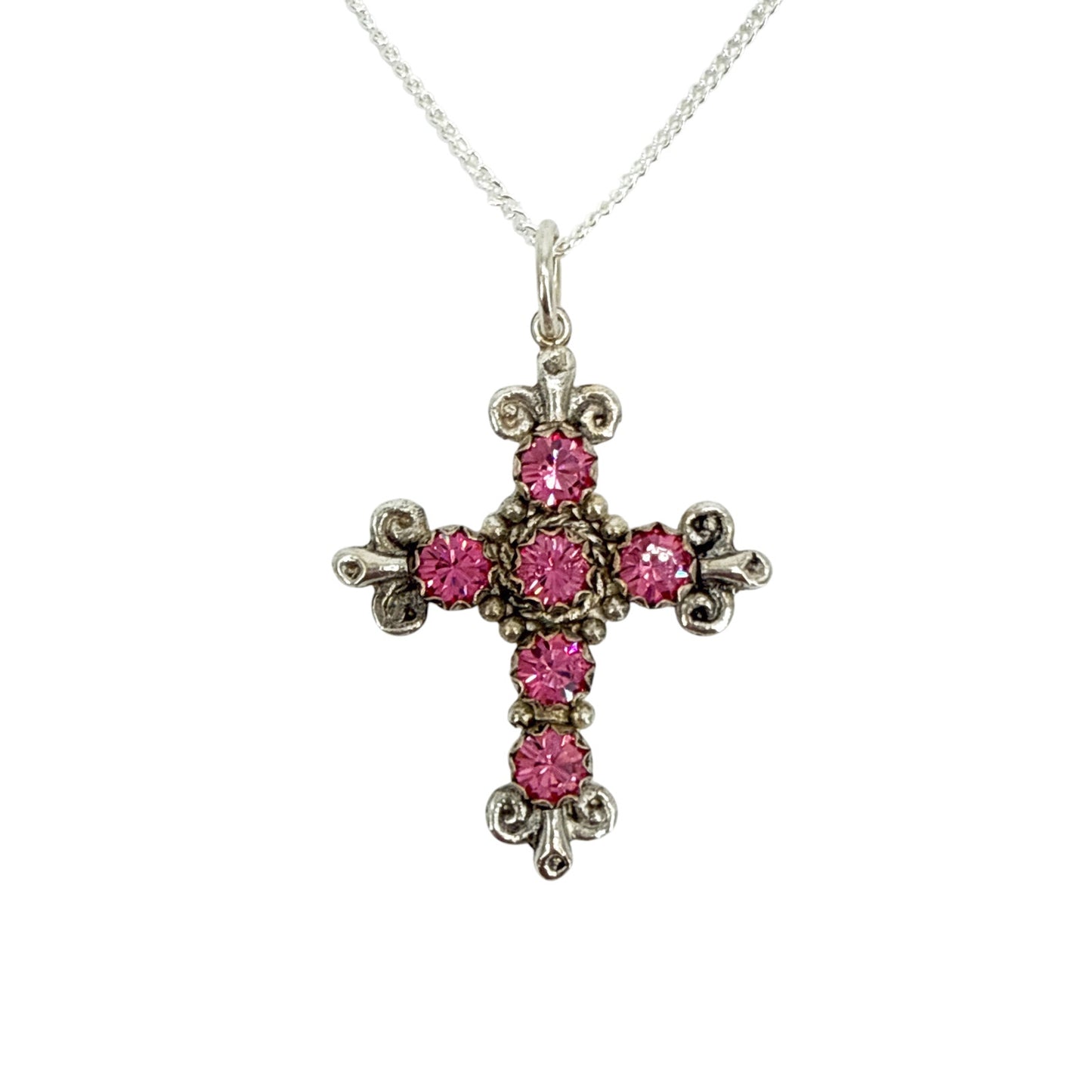VIRGINS SAINTS & ANGELS VSA Addie Charm Necklace Silver & Pink