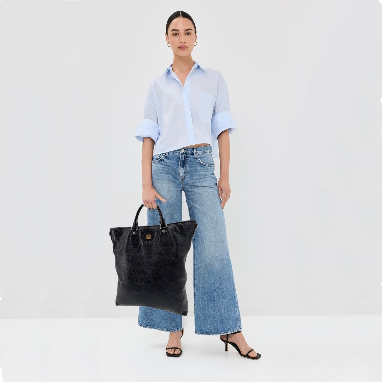 GUCCI Textured Leather Morpheus Militare Crossbody Tote Bag in Black