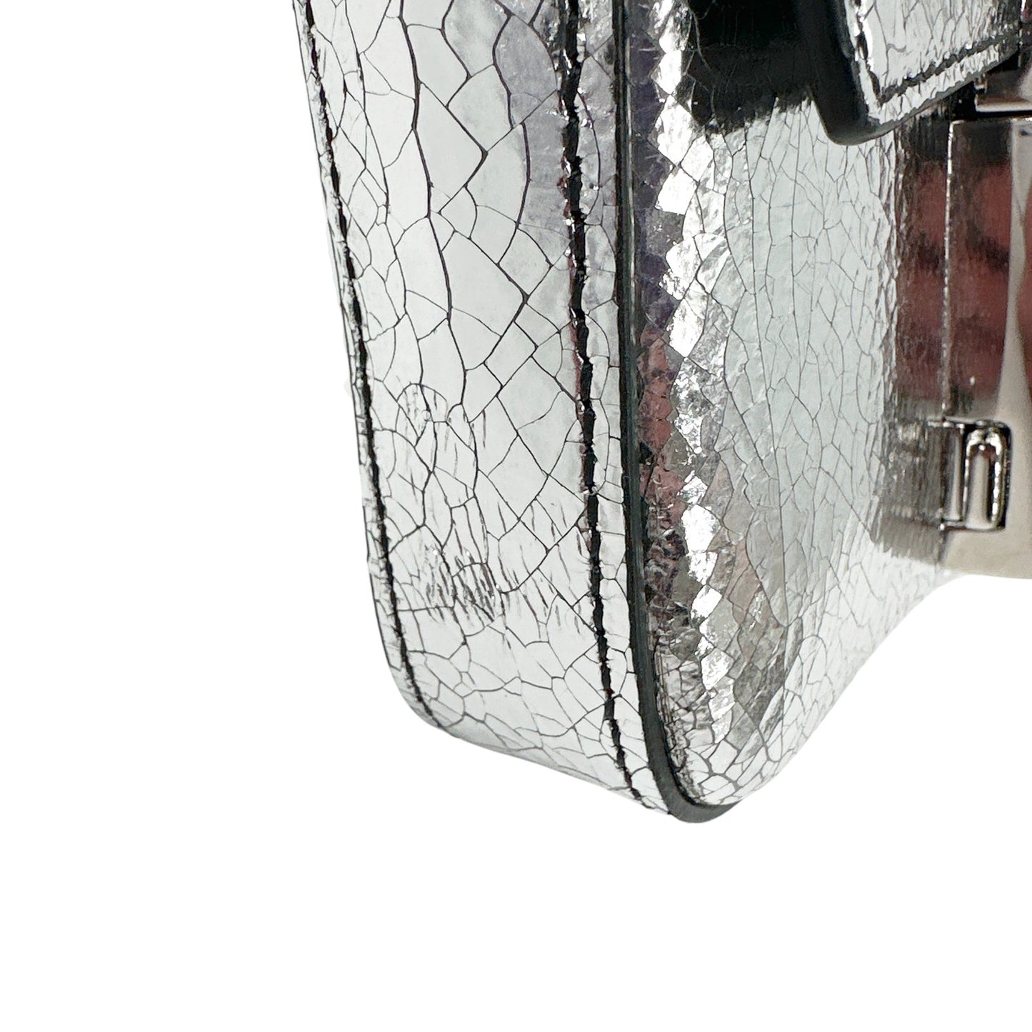 TOM FORD Shiny T Clasp Mini Crossbody Bag in Silver