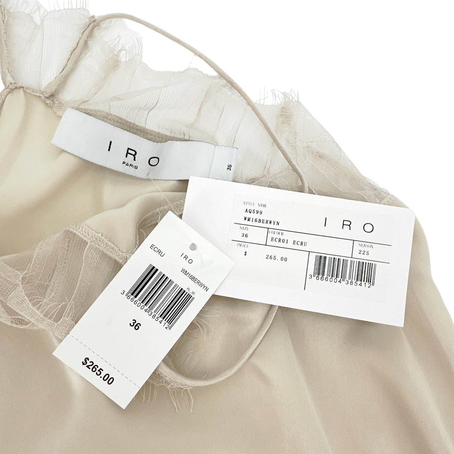 IRO Berwyn Silk Camisole in Ecru FR36|Small
