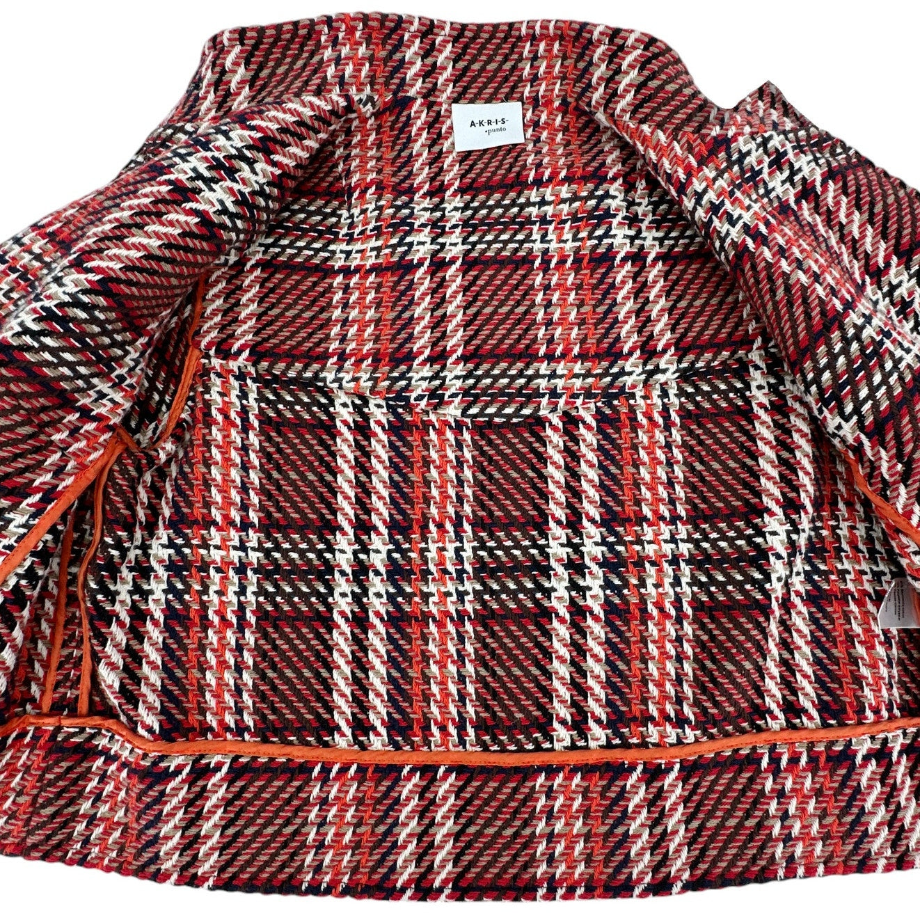 AKRIS PUNTO Check Tweed Short-sleeve A-line Crop Jacket FR38