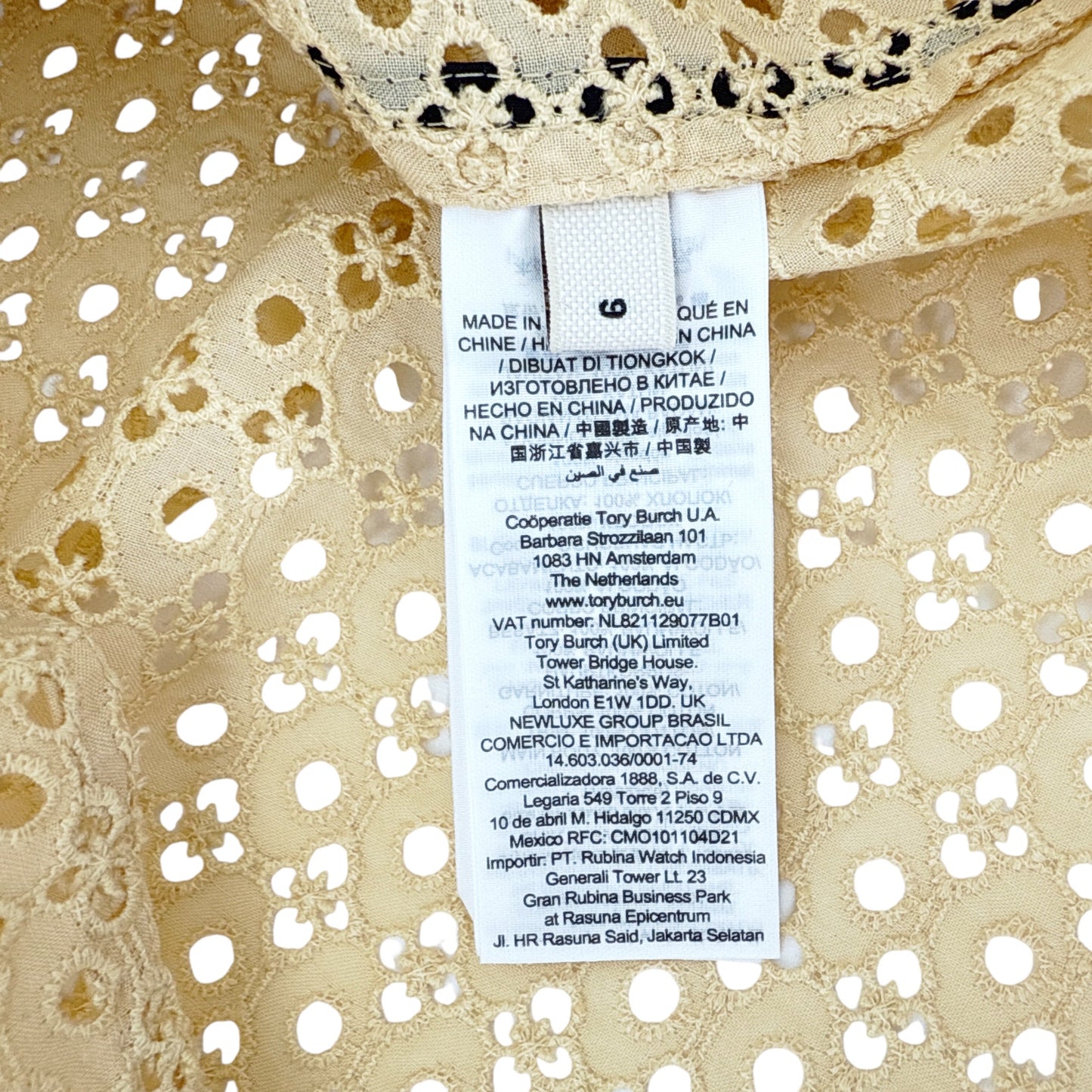 TORY BURCH Honeycomb Eyelet Shirt 6|S