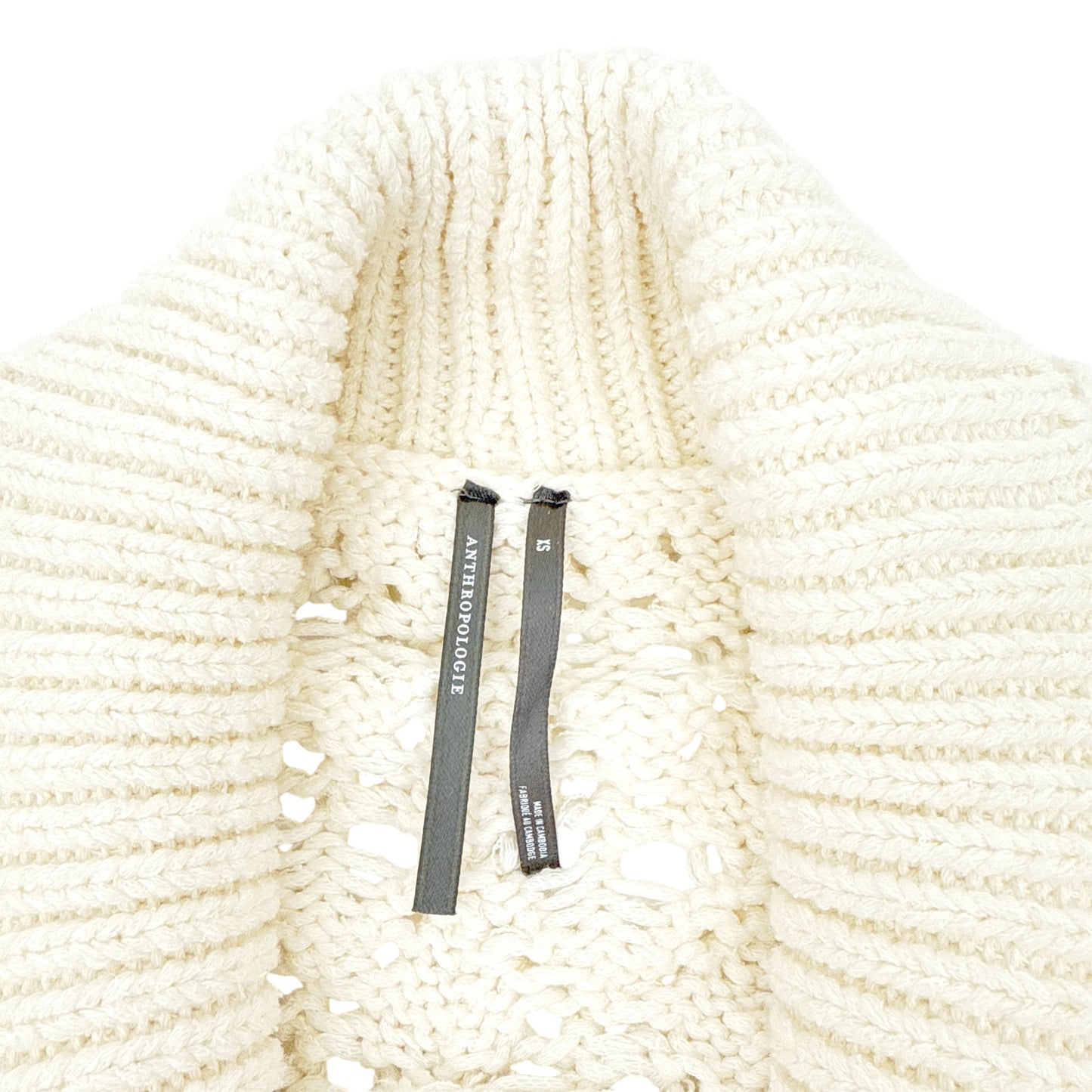 ANTHROPOLOGIE Balloon-Sleeve Twofer Cable-Knit Cardigan Sweater XS