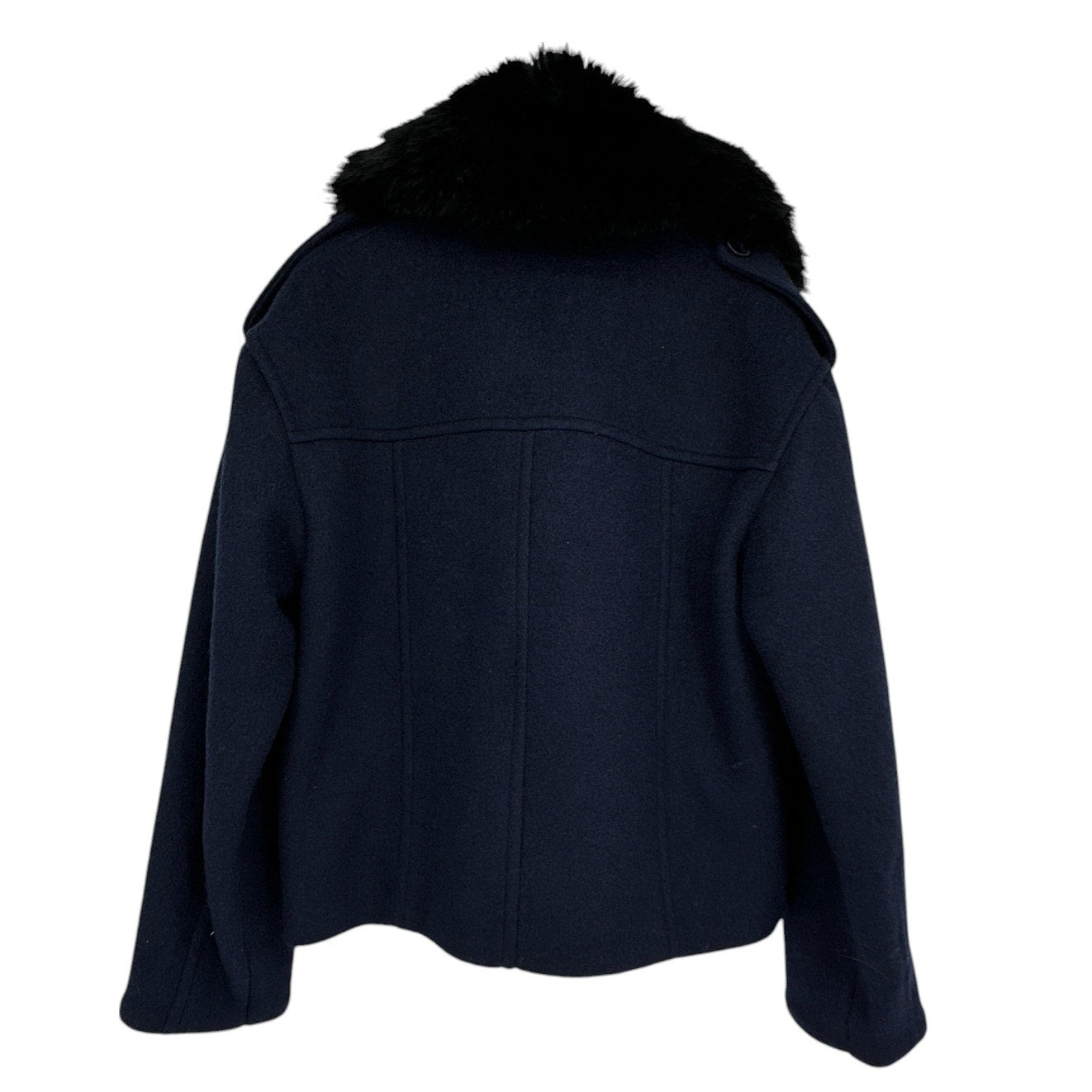 MERCER COLLECTIVE Georgia Faux Fur Collar Double-Breasted Peacoat S