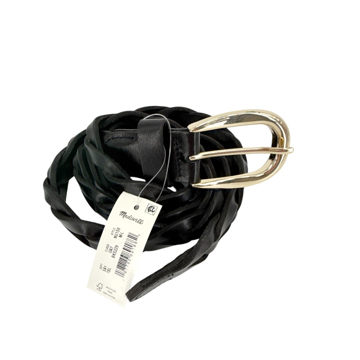 MADEWELL Braided Belt in True Black M-L