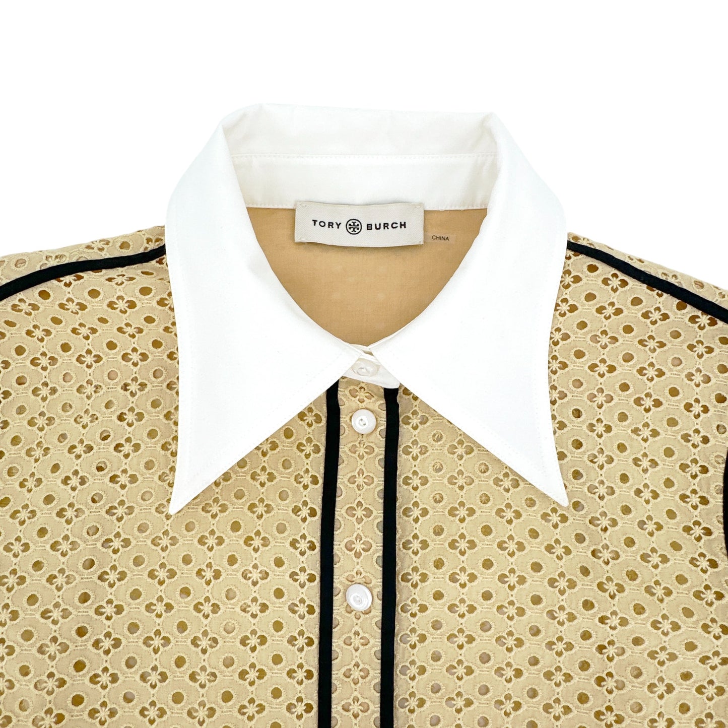 TORY BURCH Honeycomb Eyelet Shirt 4|S