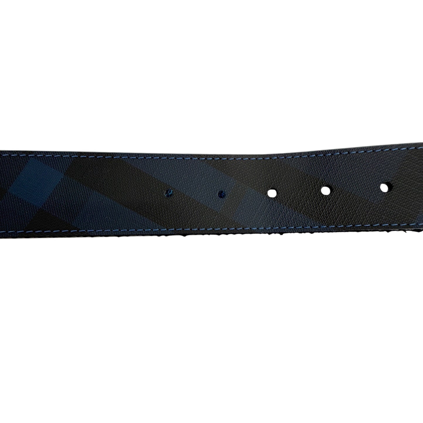 BURBERRY Joe London Check Leather Belt in Navy/Black 85cm|34in