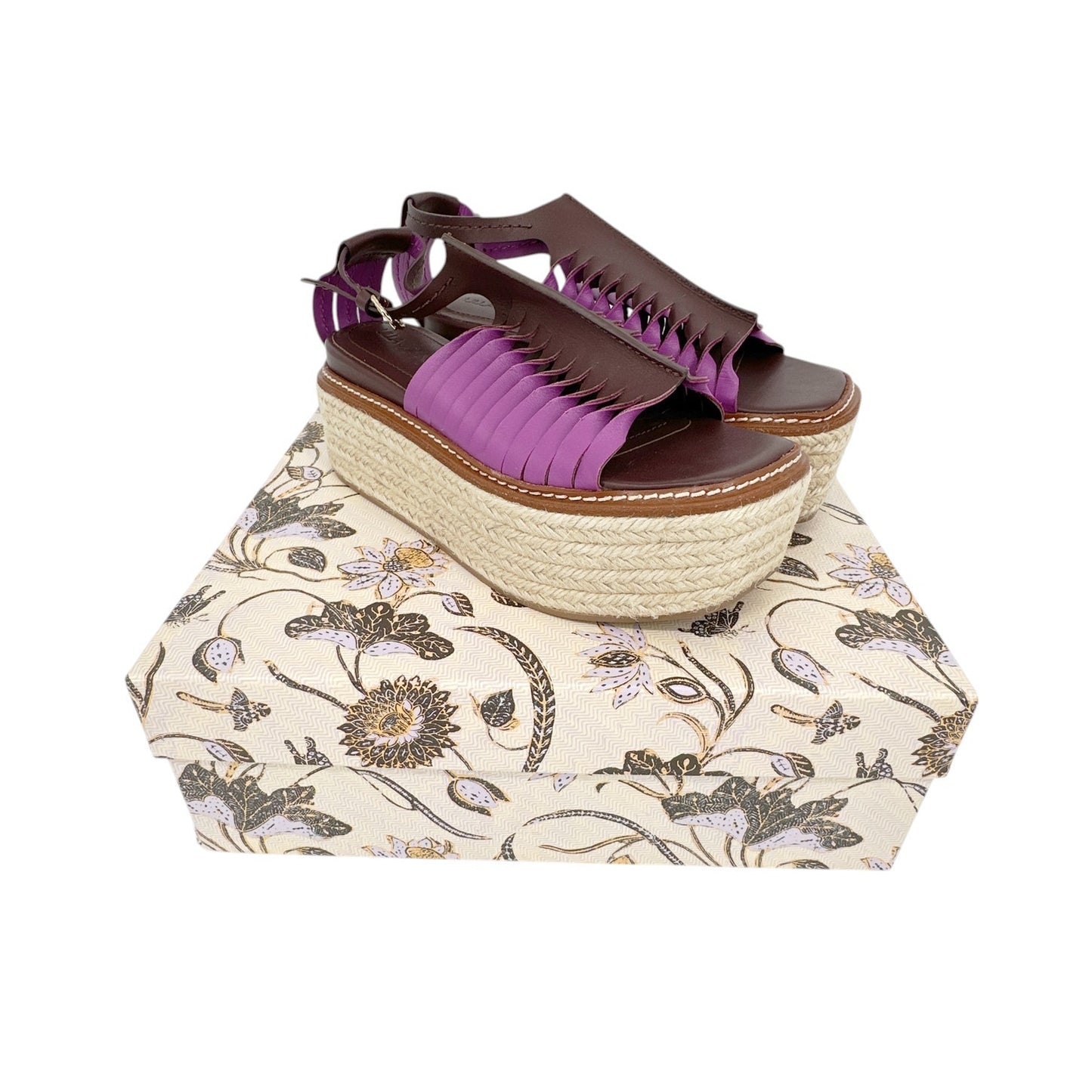 ULLA JOHNSON Valencia Twisted Contrast Flatform Espadrilles In Bitter Chocolate 37