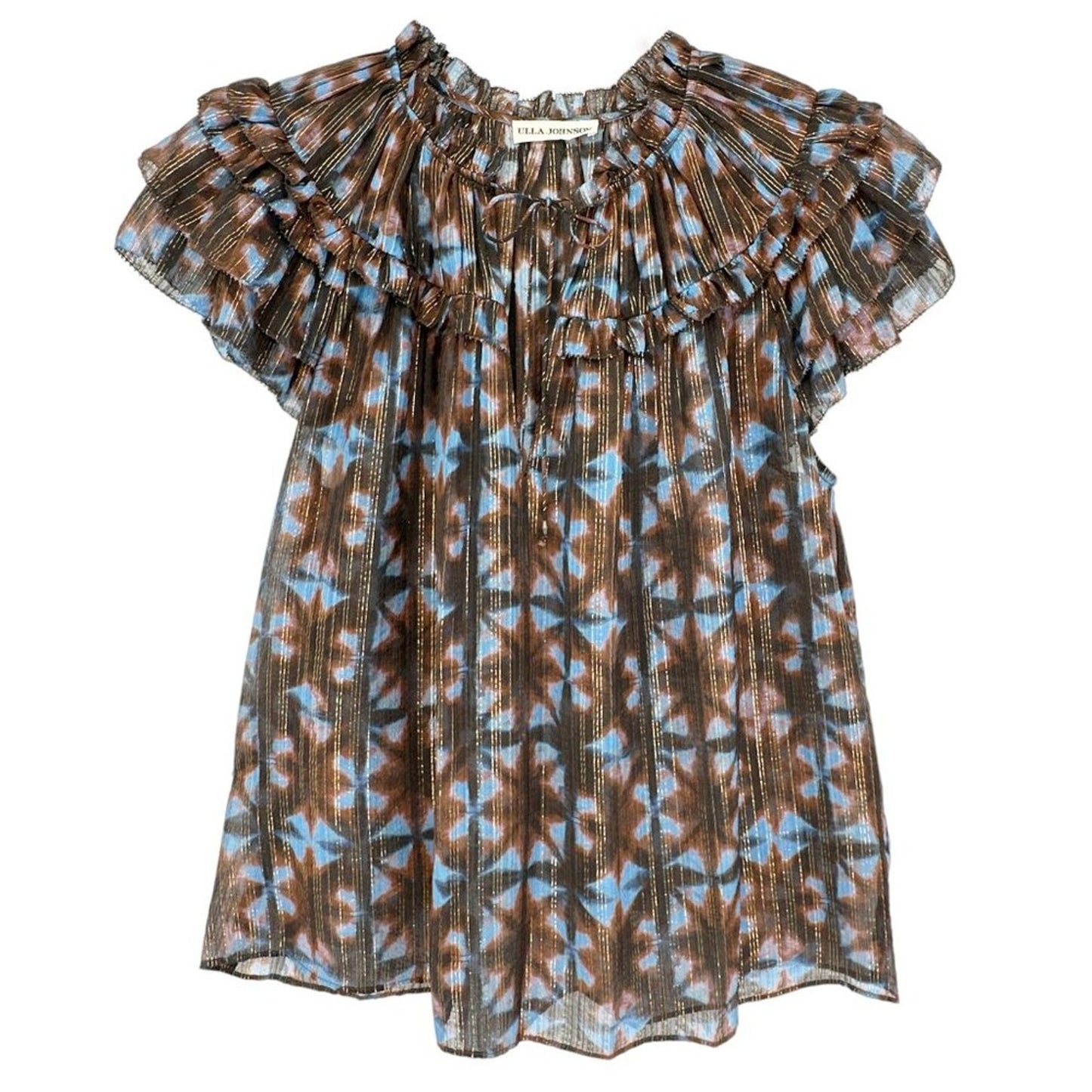 ULLA JOHNSON Marta Ruffle Blouse In Twilight 2