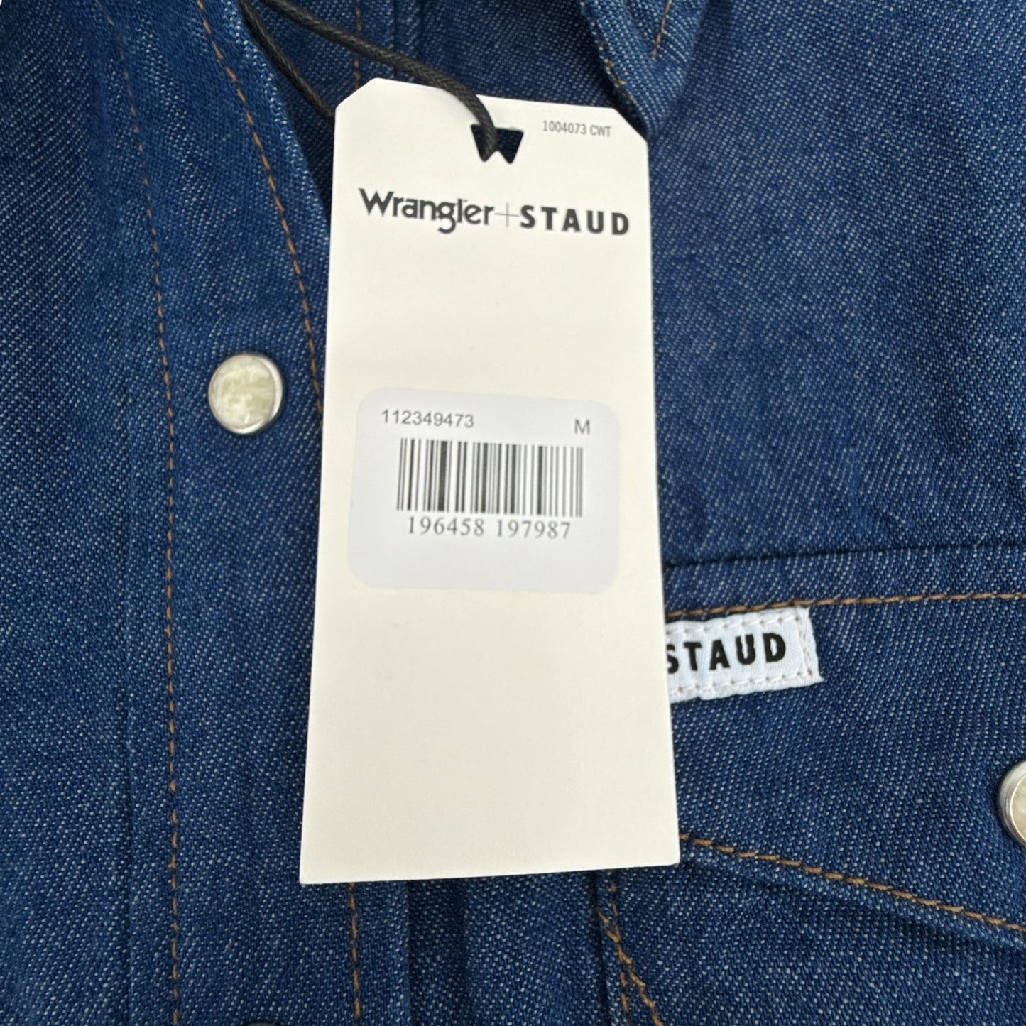 STAUD + WRANGLER The Western Shirt in Dark Rinse M