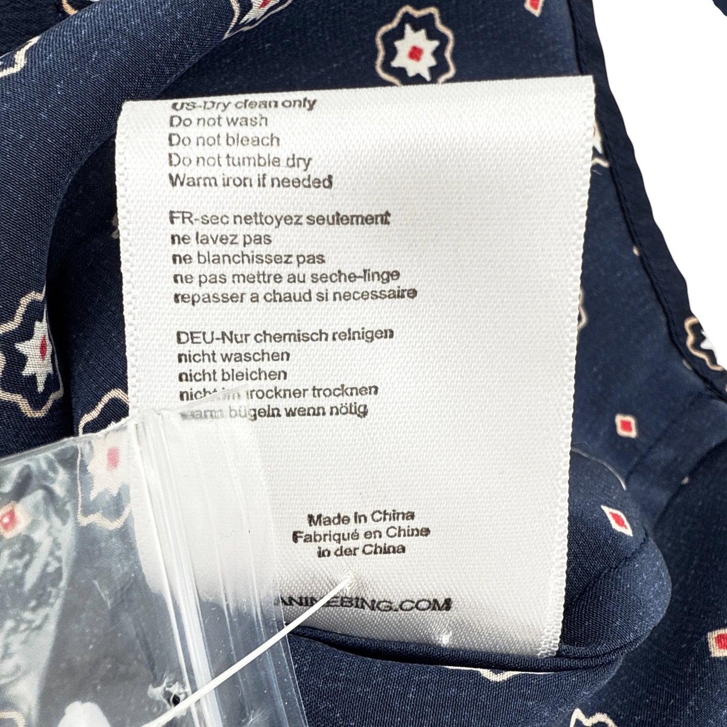 ANINE BING Billie Medallion Print Silk Blouse In Tie Print Navy S