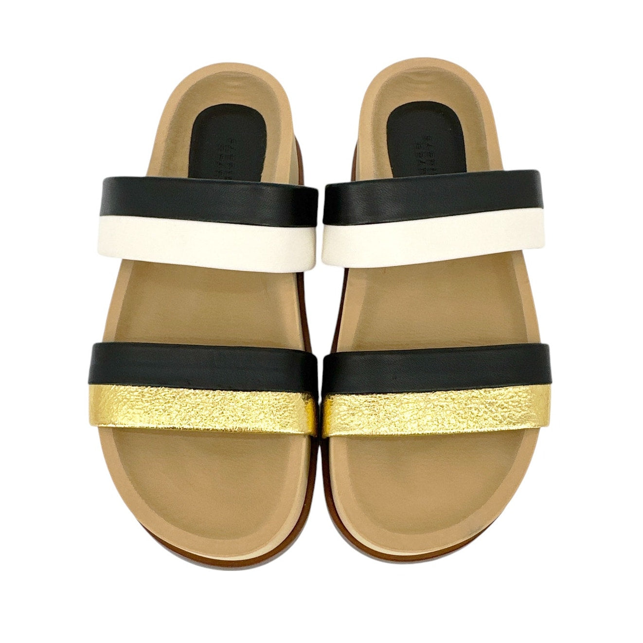 GABRIELA HEARST Striker Platform Sandal in Ivory, Gold & Black Leather 37