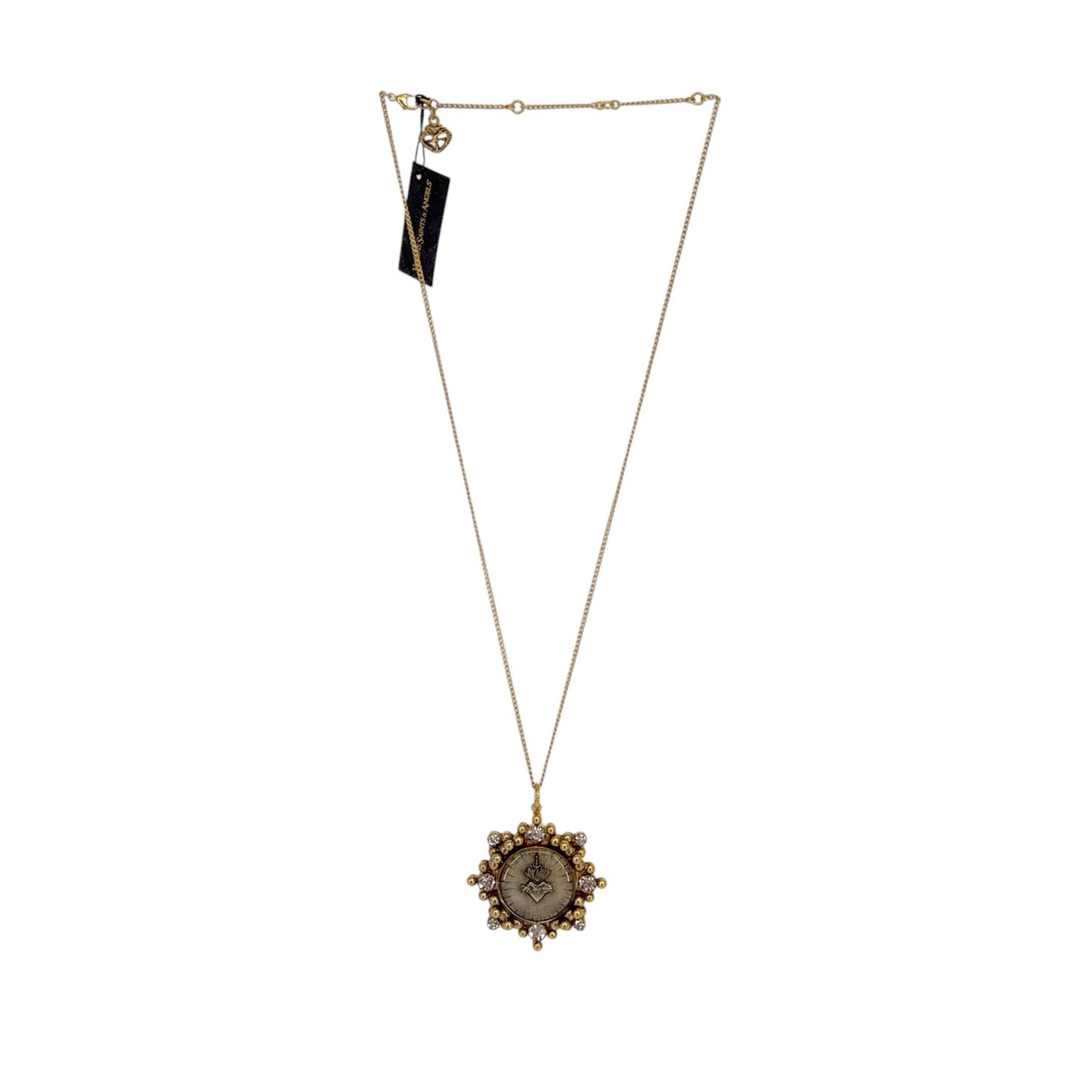 VIRGINS SAINTS & ANGELS VSA Cloister Sacred Heart Charm Necklace in Gold