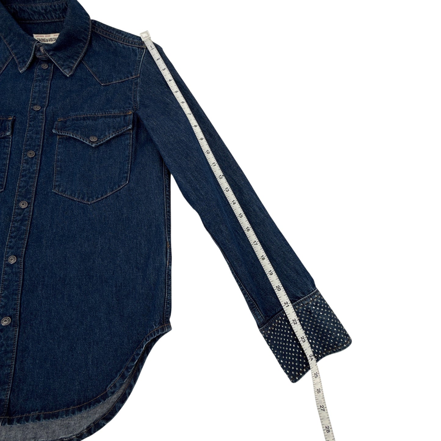 ZADIG & VOLTAIRE Thelma Eco Strass Denim Shirt S