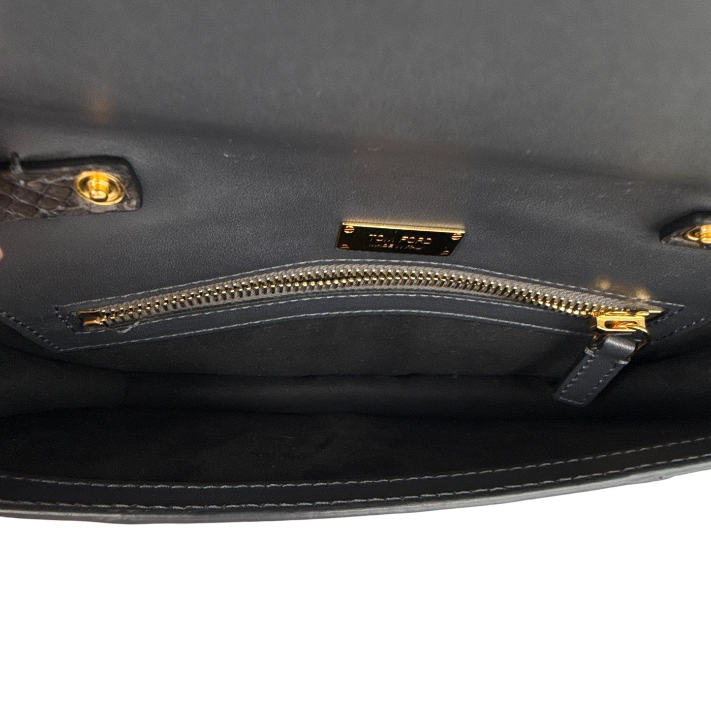 TOM FORD Jennifer Python Clutch Bag with Strap in Graphite