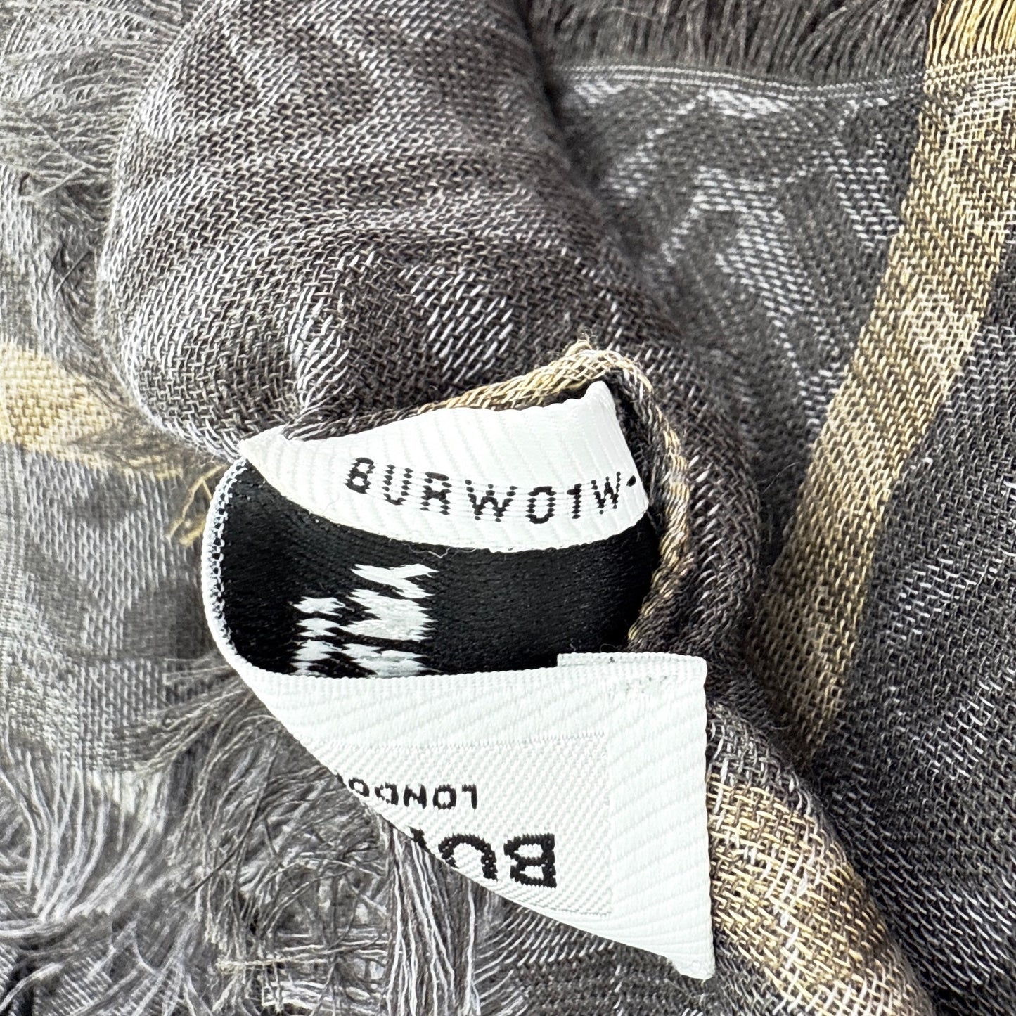 BURBERRY TB Giant Check Gauze Wool & Silk Scarf in Charcoal