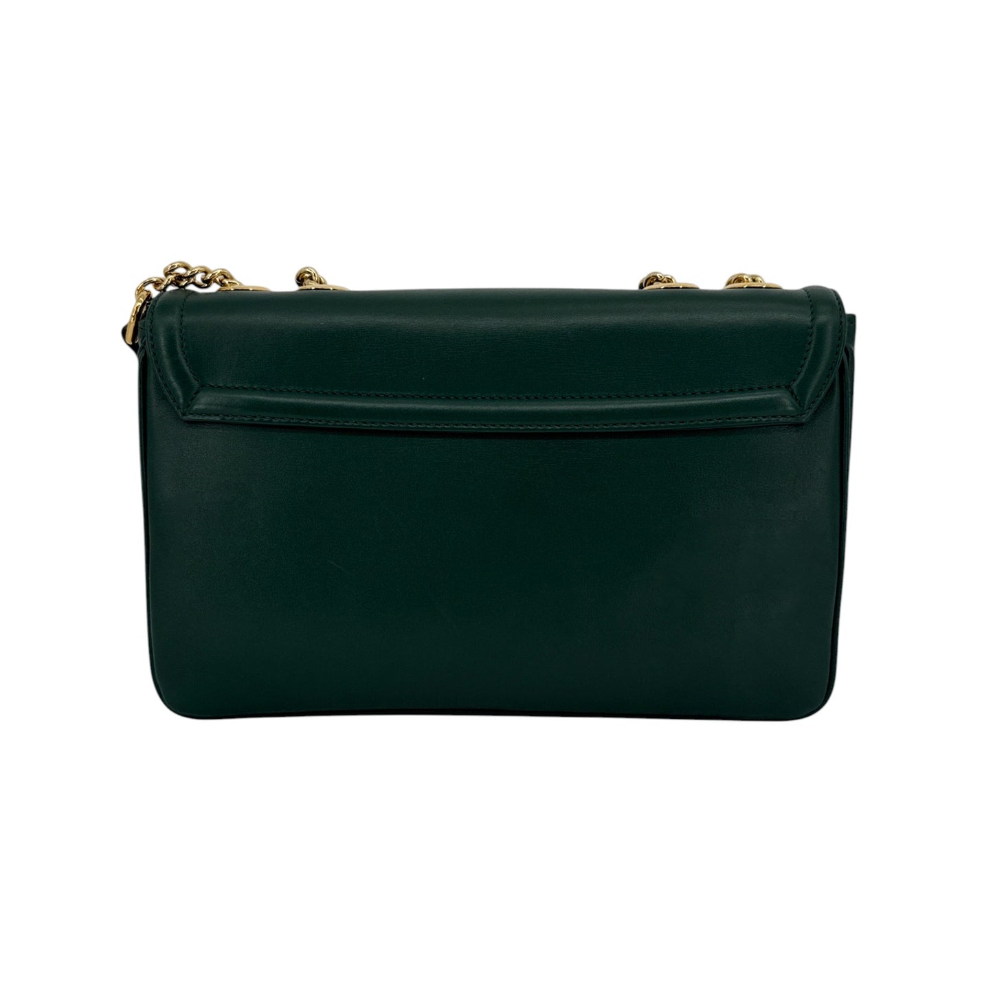 GUCCI Vitello Palmellato Lux Crystal Medium Rajah Shoulder Bag in Vintage Green
